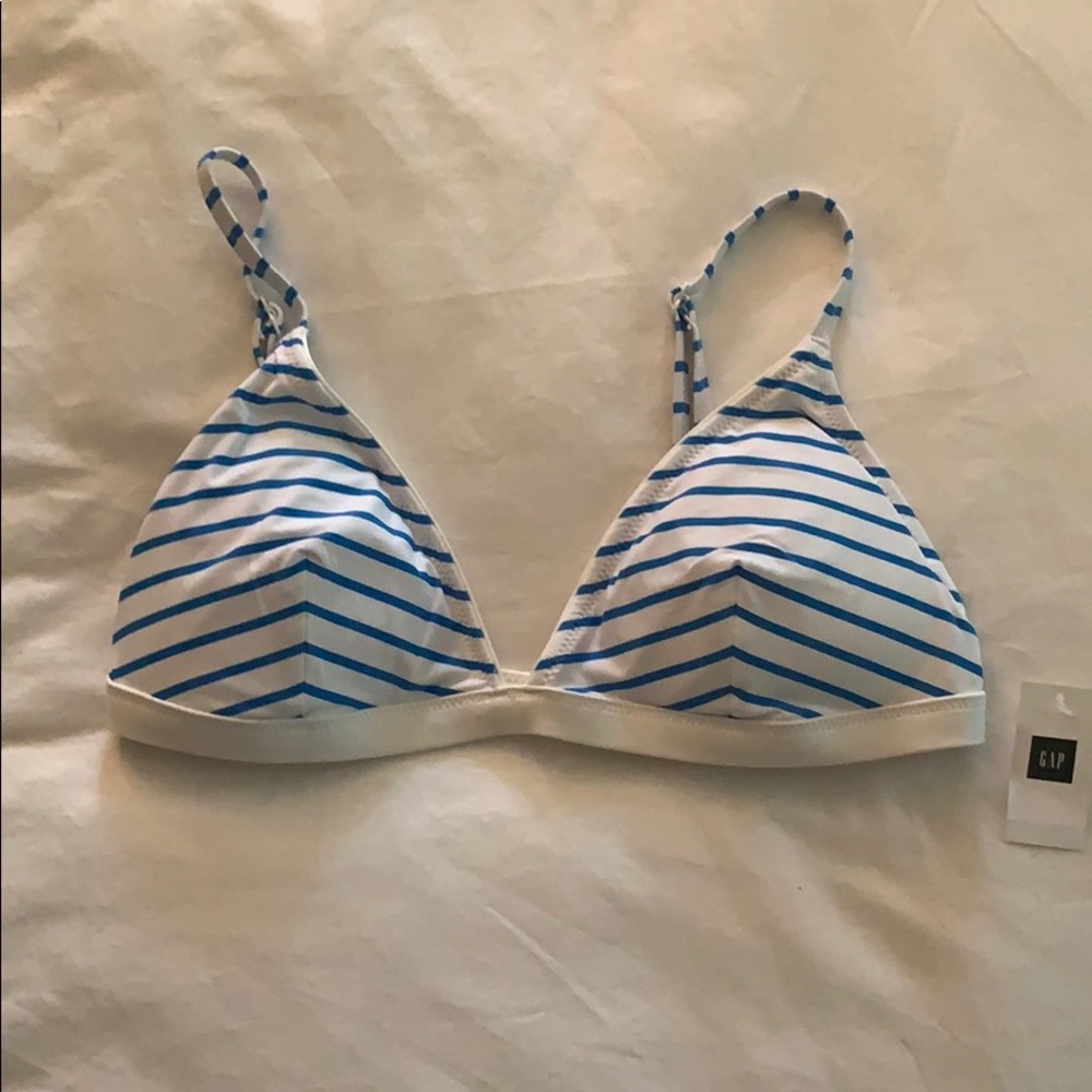 Gap Blue and White Stripe Triangle Bikini Top, M